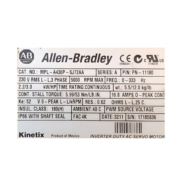 Allen-Bradley MPL-A430P-SJ72AA